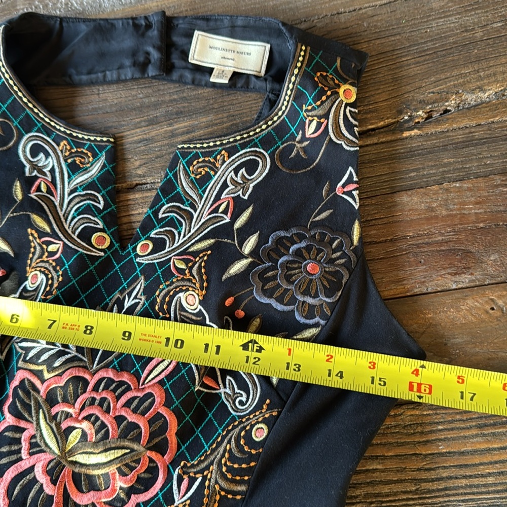 Anthropologie Moulinette Soeurs embroidered fit and flare shift dress EUC size 6 - Picture 10 of 11